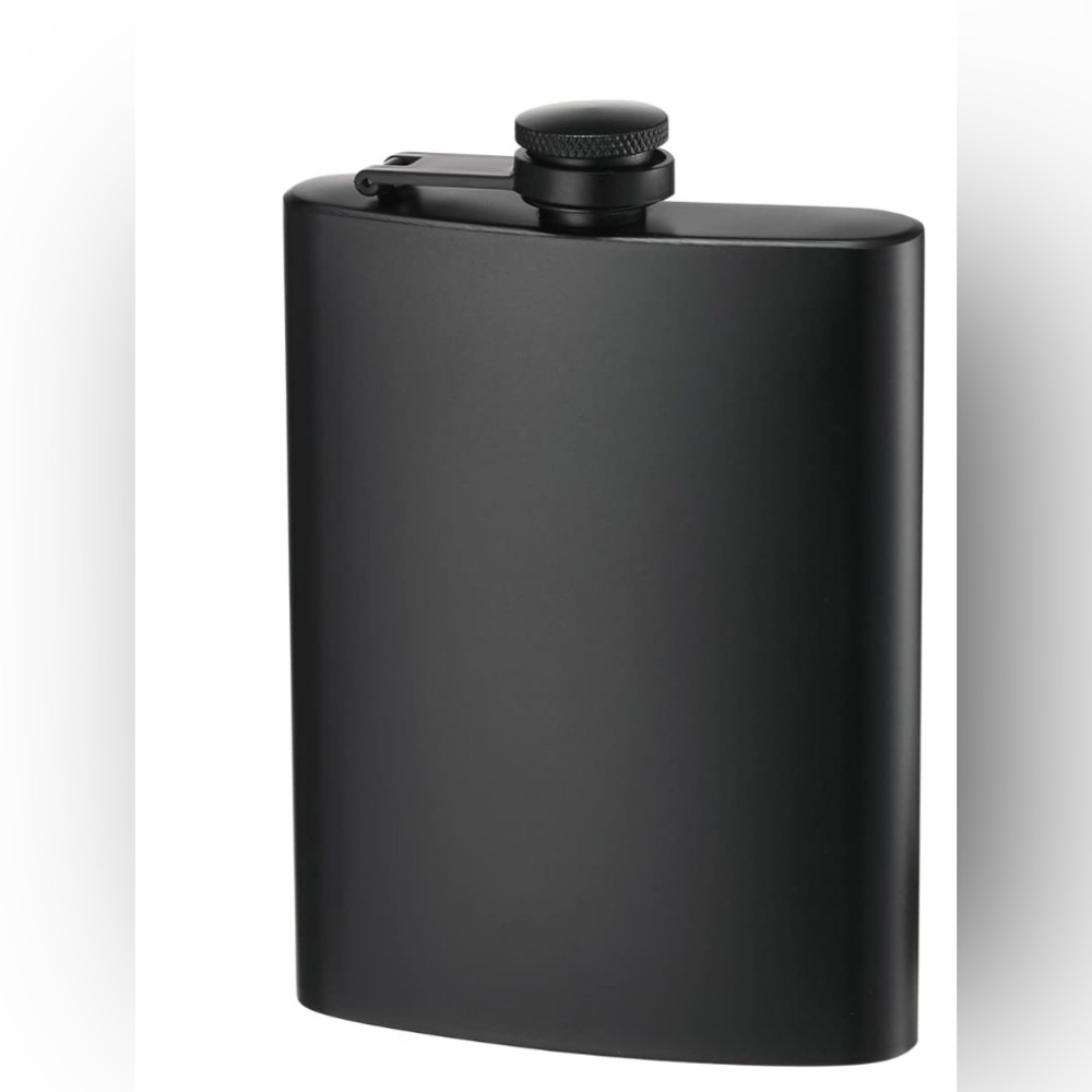Stainless Steel Hip Flasks for Liquor, 8 Oz Thin for Men & Women (Matte Black)